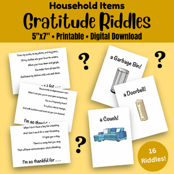 Preview of Mindfulness and Gratitude Riddles for Kids (Household Items)