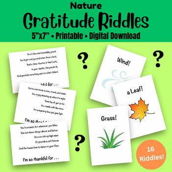 Preview of Mindfulness and Gratitude Riddles for Kids (Nature)