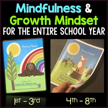 Preview of Growth Mindset Activities and Mindfulness Journal Bundle Grades 1-8
