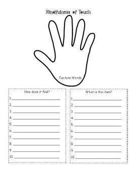 Mindfulness of Touch Worksheet by Danielle Thrush | TpT