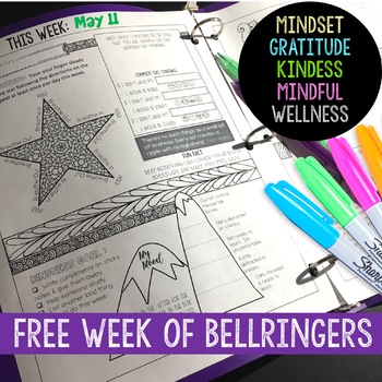 Preview of Mindset Bell Ringer Journal FREE WEEK
