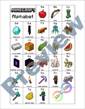 Minecraft Alphabet by Mrs ND | TPT