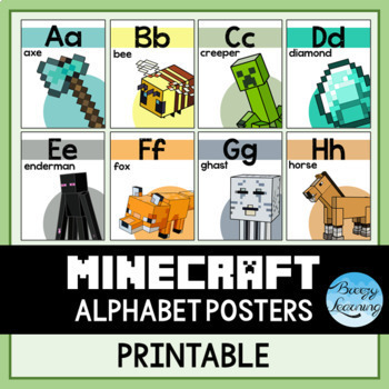 Preview of Cool Minecraft ABC Alphabet Posters / Flashcards Printable