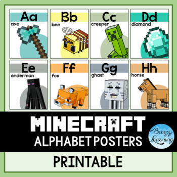 Cool Minecraft Abc Alphabet Posters Flashcards Printable By Breezy Learning