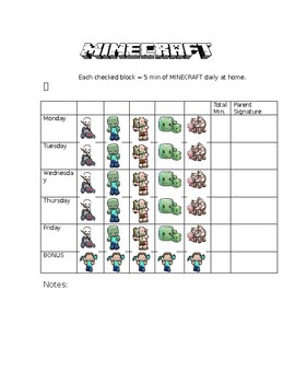 Minecraft Behavior Management Worksheets Teaching Resources Tpt