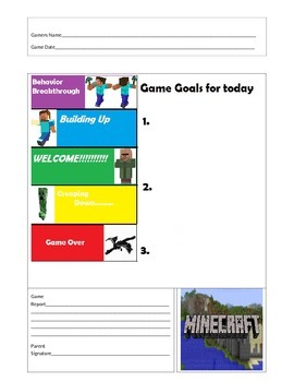 Minecraft Behavior Management Worksheets Teaching Resources Tpt