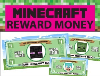 Minecraft Reward money for good behavior by Prime and Pi | TpT