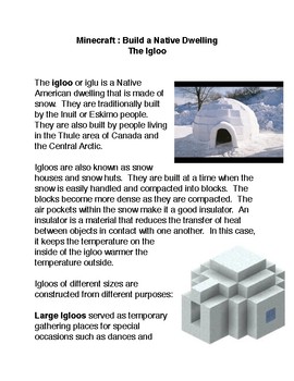 Minecraft Build A Native Dwelling The Igloo By The Common Core And More