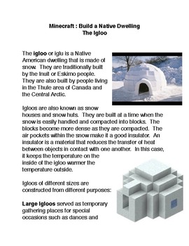 Preview of Minecraft:  Build a Native Dwelling The Igloo PDF