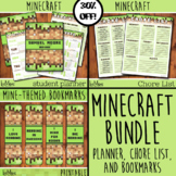 Minecraft Bundle Student Planner, Weekly Chore List AND Bookmarks