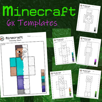 High quality digitally drawn collection of popular Minecraft inspired characters for coloring, shading or zentangle.