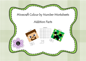 Preview of Minecraft Colour by Number - Addition Facts