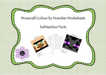 Preview of Minecraft:  Colour by Number - Subtraction Facts