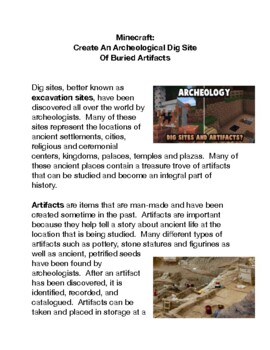 Preview of Minecraft: Create An Archeological Dig Site Of Buried Artifacts PDF