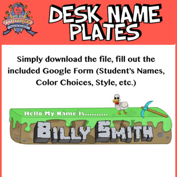 Preview of Minecraft Style Custom Classroom Desk Name Tags