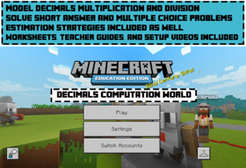 Preview of Minecraft Education Edition - Decimals Computation World