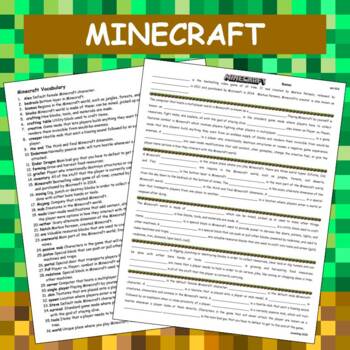 Minecraft Fill In The Blank By Cosmo Jack S Technology Resources