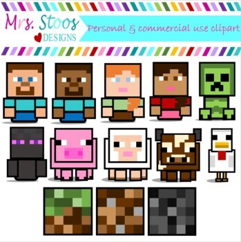 minecraft inspired clip art by mrs stoos speech therapy tpt