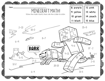 minecraft math multiplication coloring pages