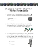 Minecraft Math: Word Problems