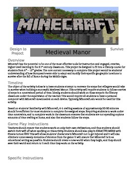 Preview of Minecraft - Medieval Manor: Design to Survive Project