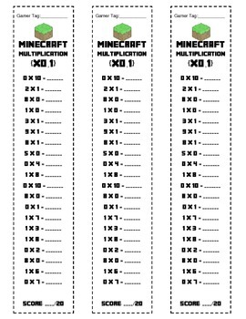 Minecraft Multiplication Timed Tests 0-10 by Hiccups and Hedgies