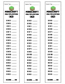 minecraft multiplication timed tests 0 10 by hiccups and