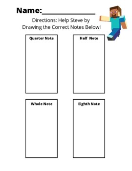 Preview of Minecraft Note Value Worksheet!