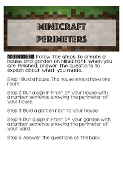 Preview of Minecraft Perimeter Activity
