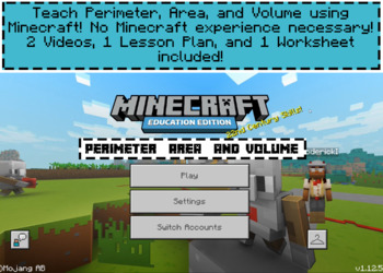 Preview of Minecraft Perimeter Area and Volume Video Lesson Bundle