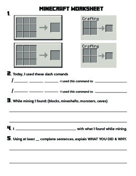 Maicraf worksheet