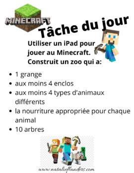 Preview of Minecraft - Tache Du Jour / Daily Task - Au Zoo