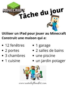 Preview of Minecraft - Tache Du Jour / Daily Task Card - Ma Maison - FSL