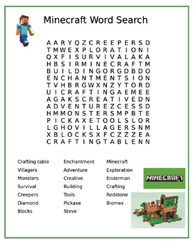 Preview of Minecraft Word Search