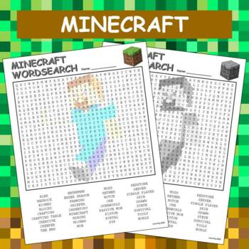 minecraft word search google classroom by cosmo jack s technology resources