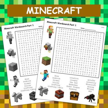 minecraft word search part 1 by cosmo jack s technology resources