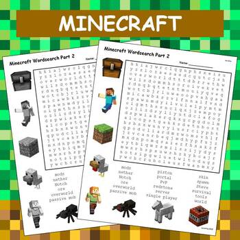 minecraft word search part 2 by cosmo jack s technology resources