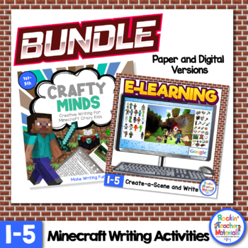 Preview of Writing Bundle with a Minecraft Theme Printable and Digital Resources