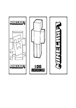 Preview of Minecraft bookmarks to colour - reading