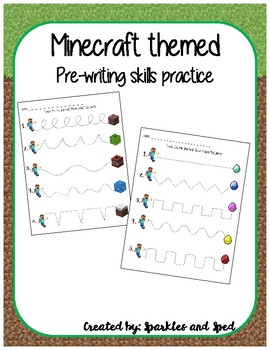 Minecraft pre writing skills practice by Sparkles and Sped TpT