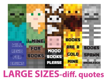 Minecraft Bookmarks 2 - Alex (new Girl), Zombie, Cow 