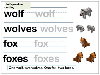 minecraft themed plural form worksheets k gr 1 by wonderworks learning