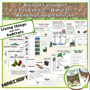 Minecrafters - Animals, food chain, habitats worksheets by Emilia Isabel