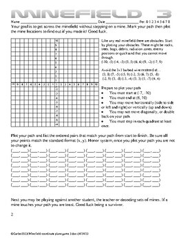 Minefield 3 Battleship Cartesian Plane Cartesian Coordinates Coordinate 