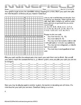 Minefield Battleship Cartesian Plane Cartesian Coordinates Coordinate Plane