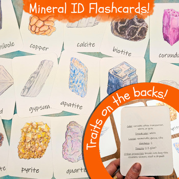 Preview of Mineral ID Flashcards: with info for mineral identification! 20 common minerals
