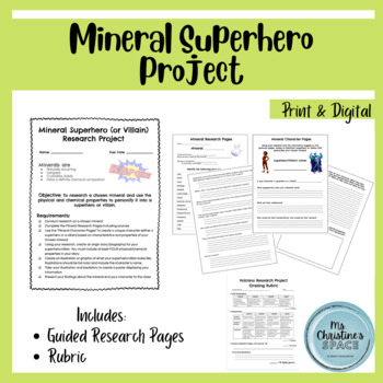Preview of Mineral Superhero Project | Mineral Research Project