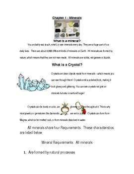 Preview of Minerals Modified Unit - Introduction, Identification, Uses