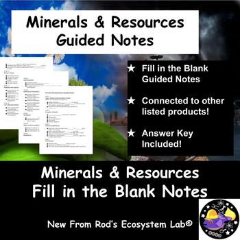 Preview of Minerals & Resources Fill in the Blank Guided Notes w/Answer Key **Editable**