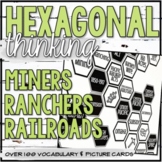 Miners, Ranchers, Railroads, Large Hexagonal Cards (Bullet